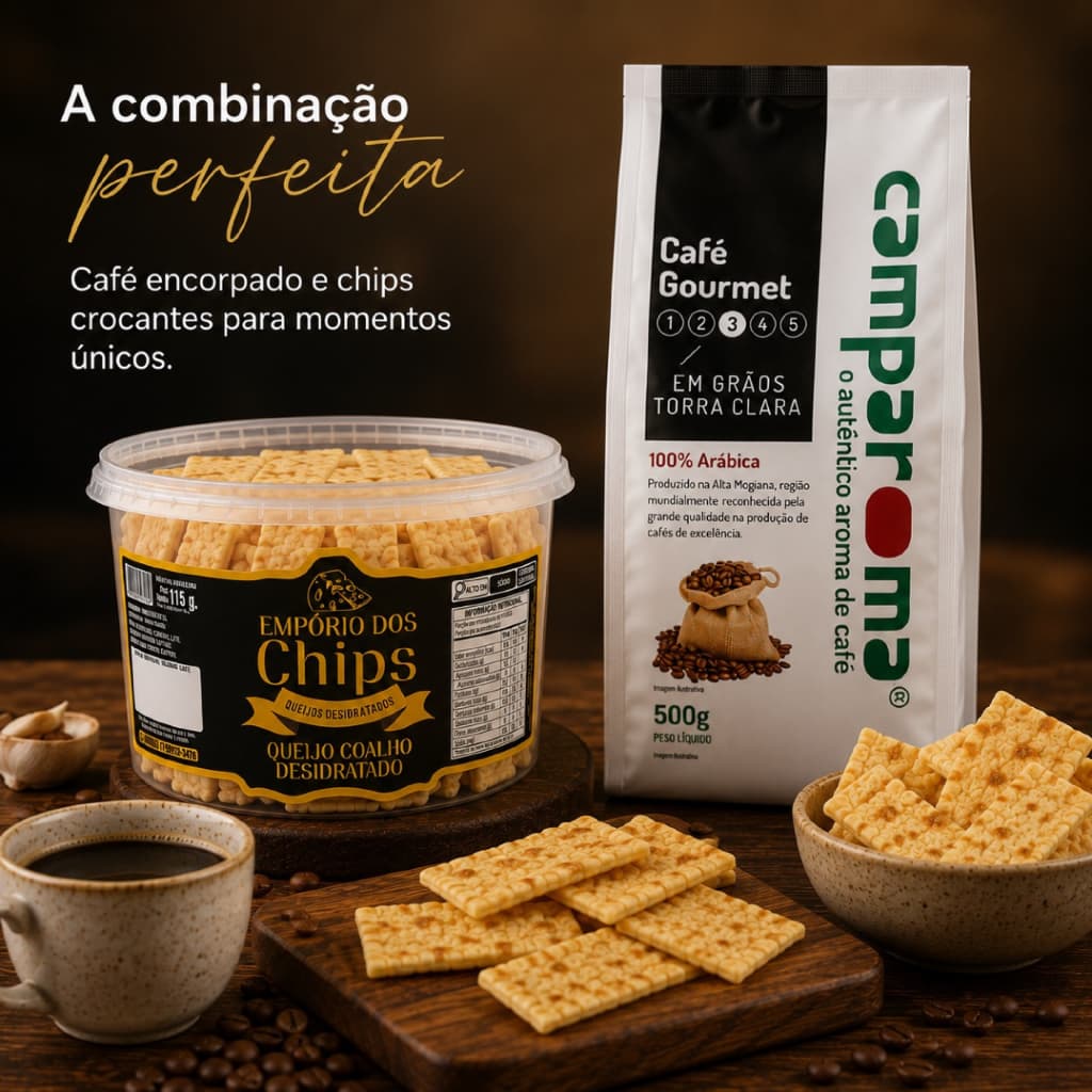 Kit Café Gourmet Em Grãos E Chips De Queijo Coalho Crocante