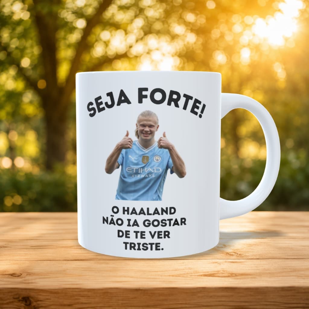 Caneca Engraçada Haaland Presente Divertido Artista Jogador Futebol