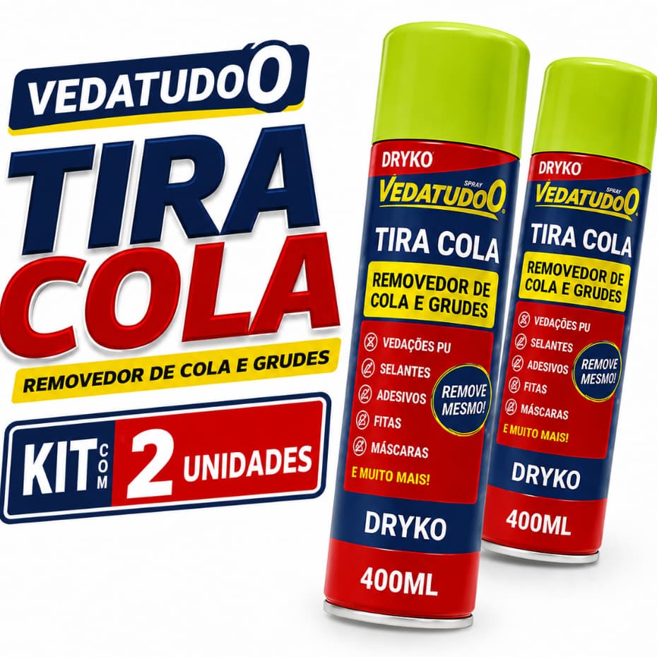 Kit 2 Unidades Spray Tira Cola Removedor Pu Silicones Vedatudo Dryko 400ml Dryko