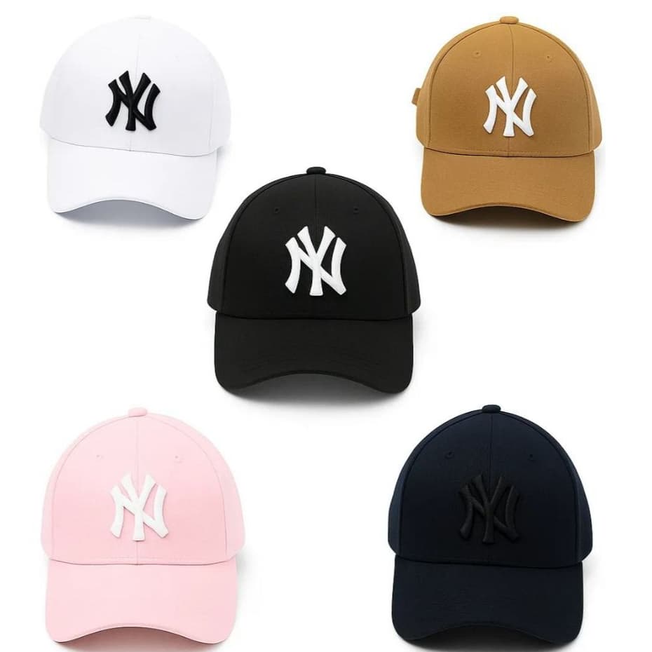 Boné Ny Bordado Aba Curva Com Ajuste FItão Todas as Cores Masculino e Feminino