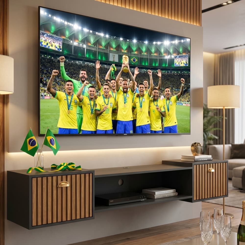 Rack Suspenso 1.80m Home Leão com 2 Portas para TV até 75” – Moderno e Funcional