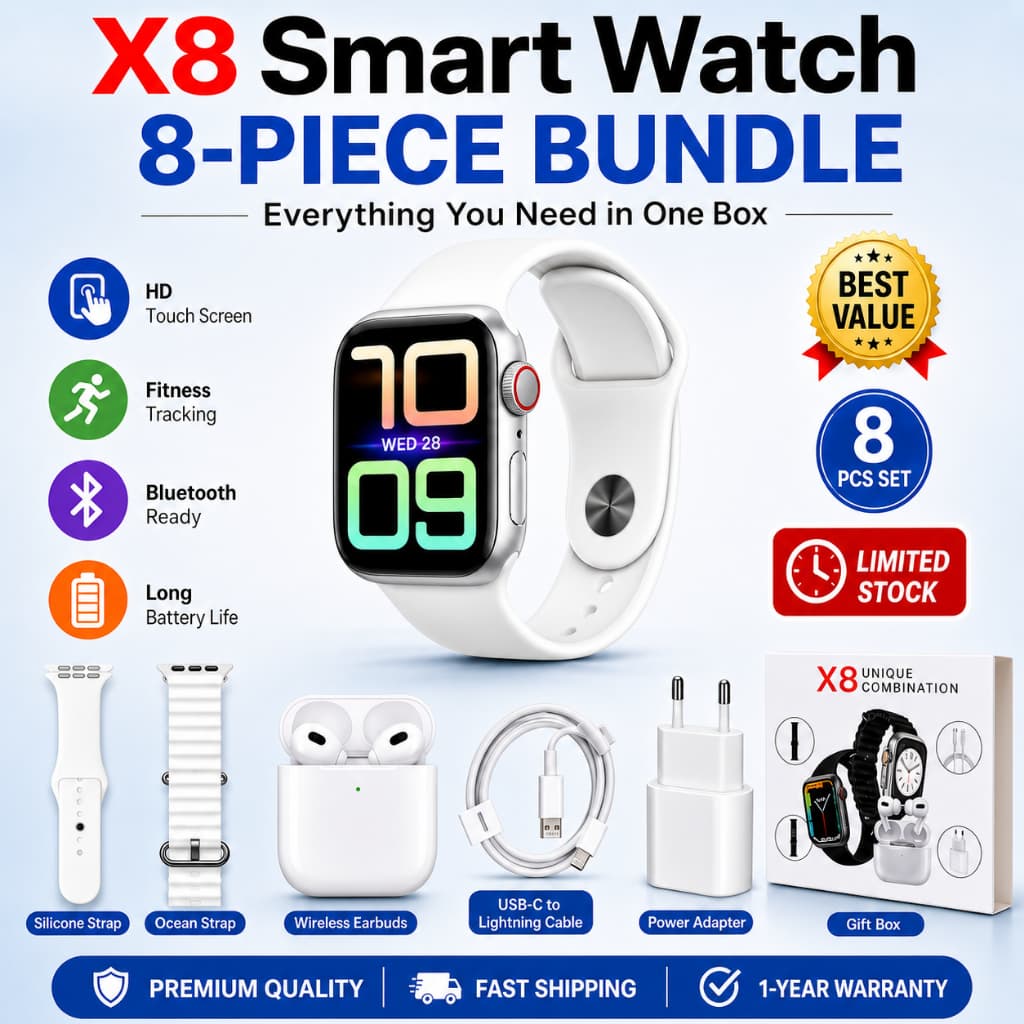 Novo Relógio Inteligente X8 Ultra com Fone Bluetooth e Carregador Rápido 20W PD Smartwatch 4 em 1