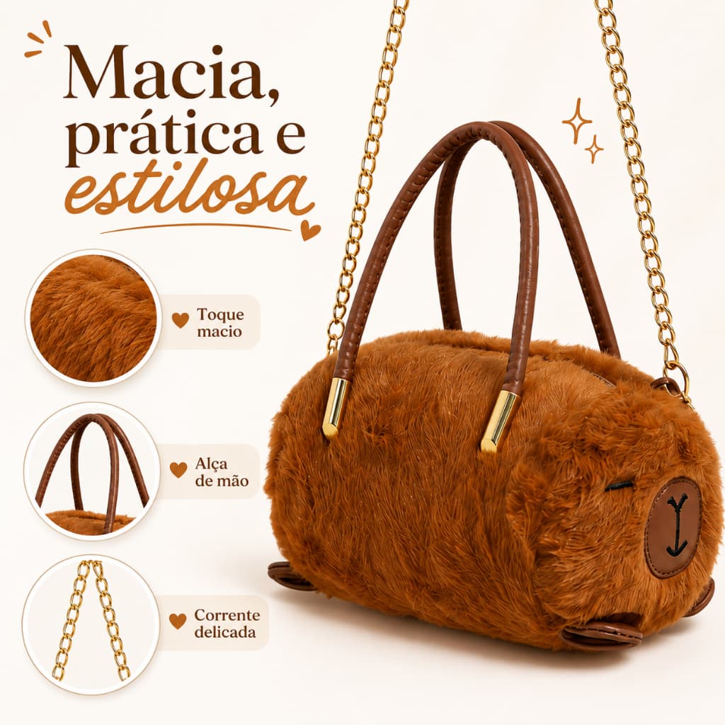Bolsa Capivara Feminina  Transversal E Macia, Uso Diário