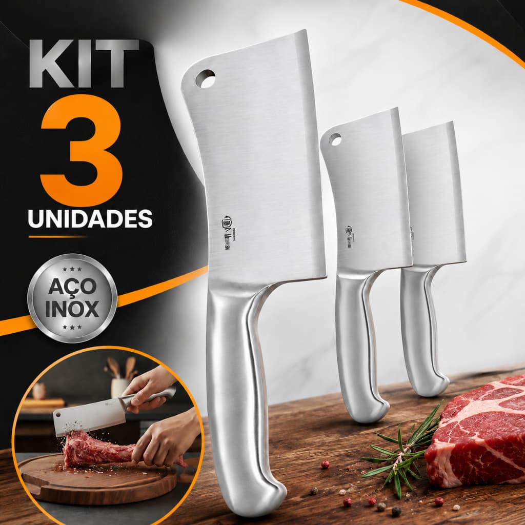Faca Cutelo Machadinha Machado Profissional Inox 27 Cm Faca de Açougueiro Chef Cozinha