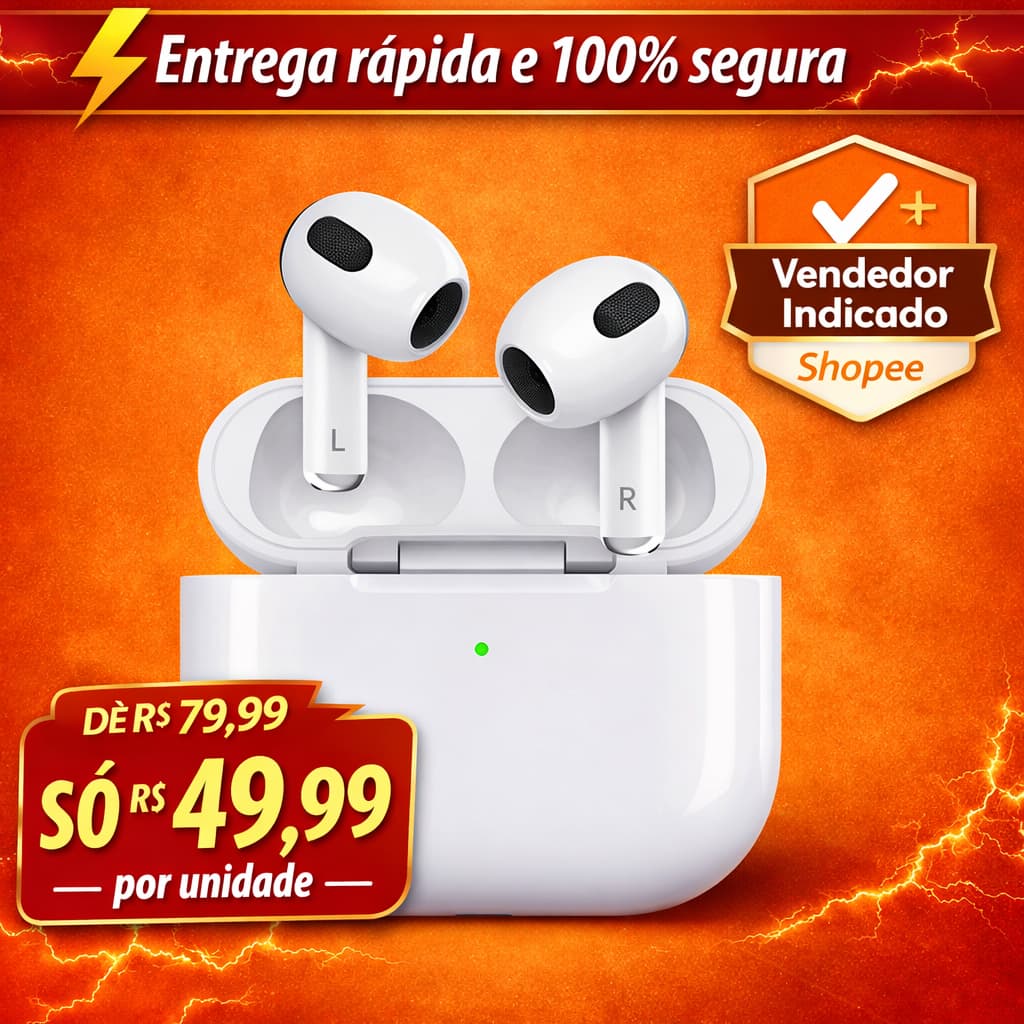 Fones GOLD FN‑BJ3 Sem Fio TWS - Branco com Cabo