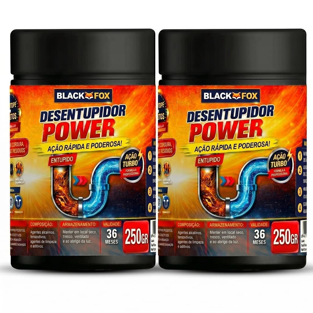 Desentupidor em Pó Black Fox Escolha 250g 1Kg Kit 2 Unidades Pia Ralo Encanamento