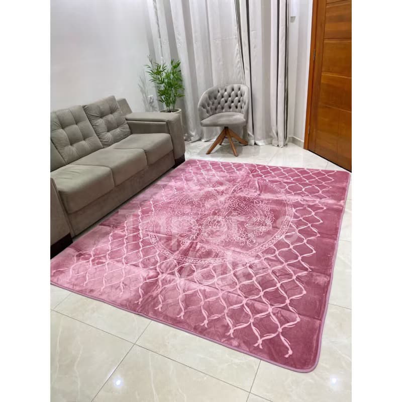 Tapete 3D Sala/Quarto aveludado Estampado Geométrico 2,00x2,40 Tipo Indiano Alto Relevo