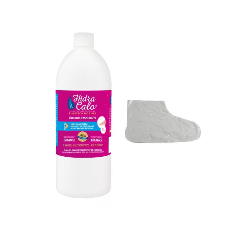100 Botinhas + Hidracalo 1 Litro Locao Emoliente Plastica e Spa dos Pés
