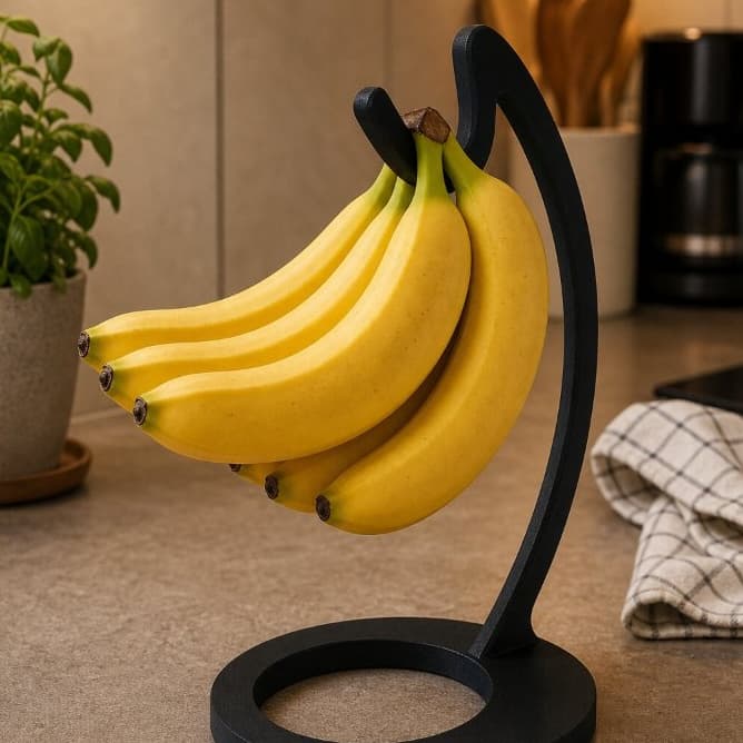 Suporte para Bananas Mesa Fruteira Preto - Evita Machucados e Decoração Moderna