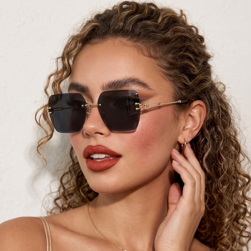 Óculos de Sol Quadrado Escuro Premium Moda Grande Tendencia Blogueira Elegante Luxo uv400 Feminino