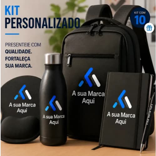 10 Kit Boas-vindas Corporativo Personalizado Sua Logo Brinde