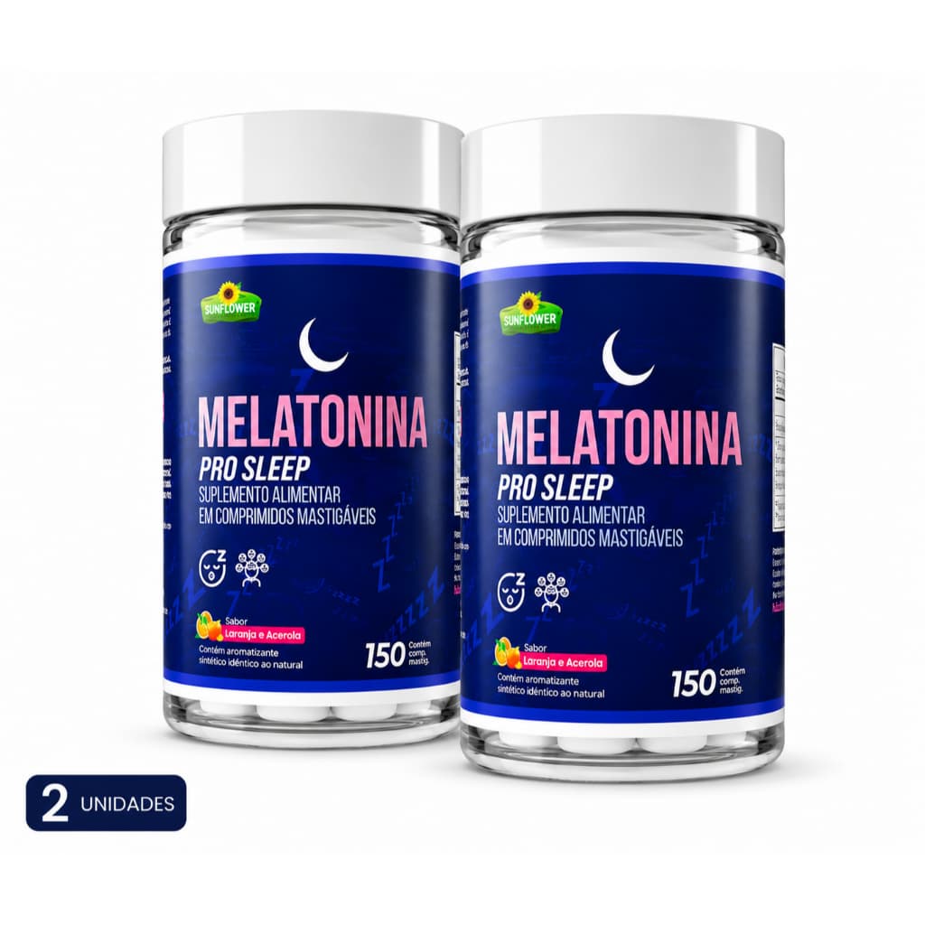Melatonina Suplemento Mastigável 210mcg Pro Sleep Sunflower Kit 2 Unidades