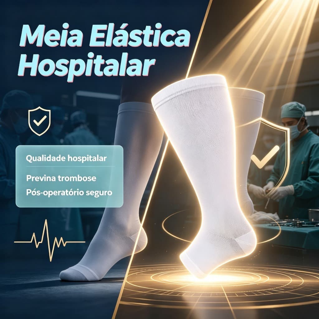 Meia de Compressão 3/4 Pós-Operatória e Pós-Bariátrica Anti Trombose, Circulação, Modelo Reforçado S2