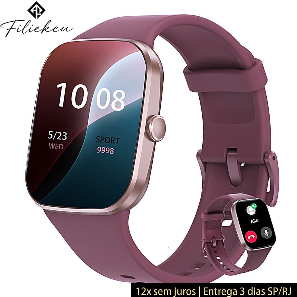 Smartwatch feminino TFT à prova d'água para esportes, monitoramento do sono e chamadas Bluetooth.