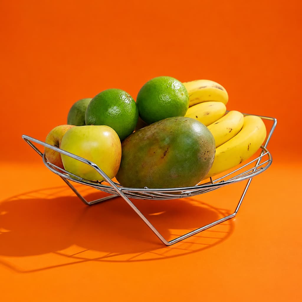 Fruteira Redonda Aramada de Mesa Luxo Design Elegante para Bancada de Cozinha Águia Envio Rápido