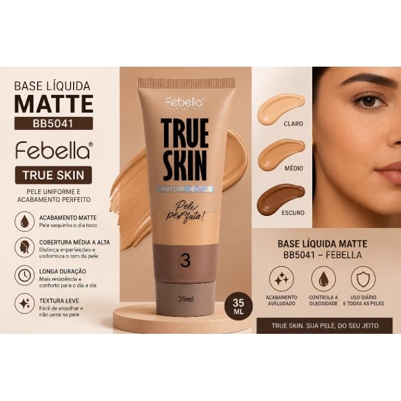 Base Líquida Matte BB5041 Febella 35 True Skin