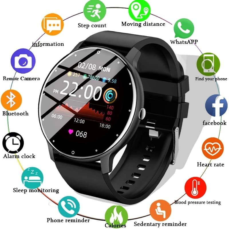 Relógio inteligente masculino tela de toque completa esporte fitness relógio IP67 à prova d'água Bluetooth smartwatch