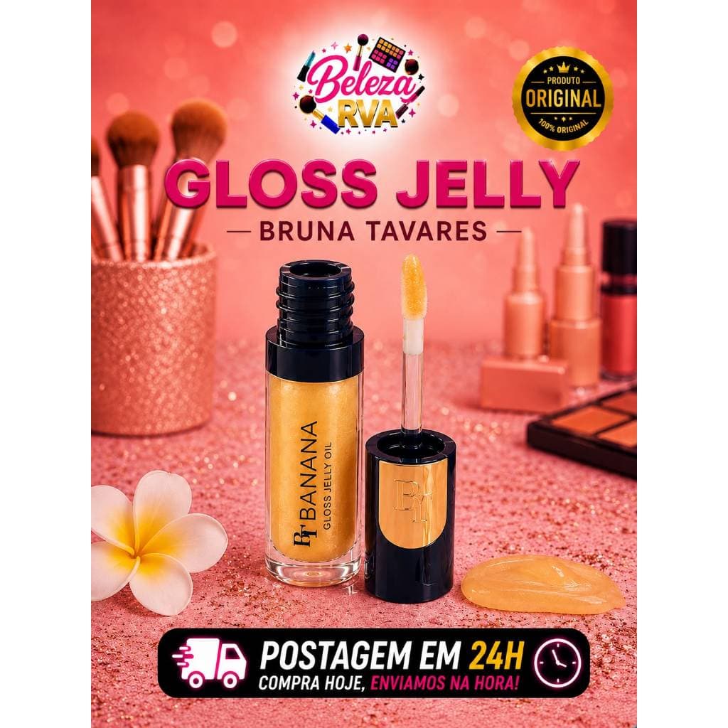 Gloss Jelly Banana Bruna Tavares BT Hidratante Labial Brilho Espelhado Original