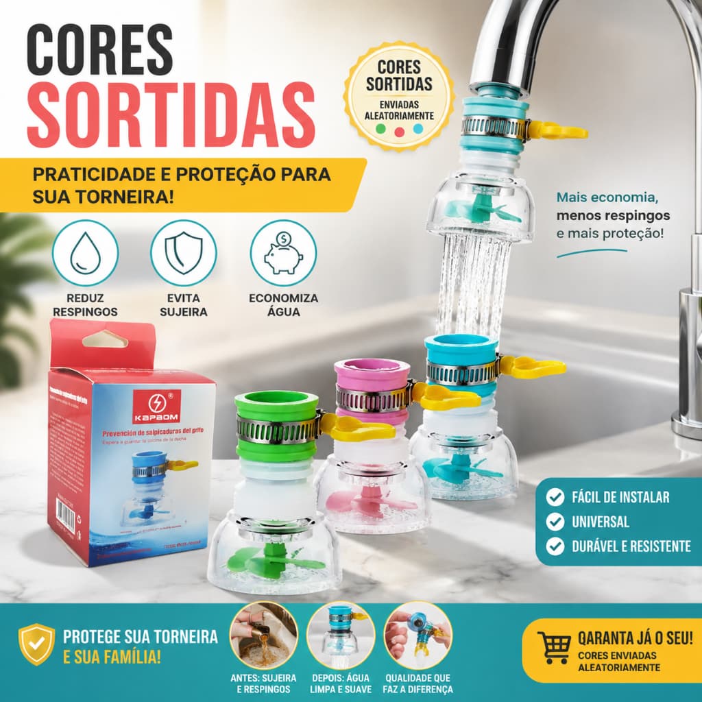 Filtro de Torneira Flexível Anti Respingo Bico Extensor Estilo Chuveiro Arejador Universal Cozinha Pia