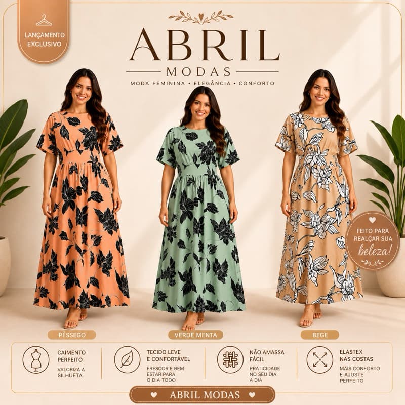 Vestido Midi Moda Evangélica 💕Elegante e Confortável –Cintura Marcada,Soltinho,Ideal para Igreja,estiloso Tendência 2026