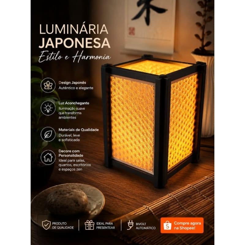 Luminária Japonesa com luz de led