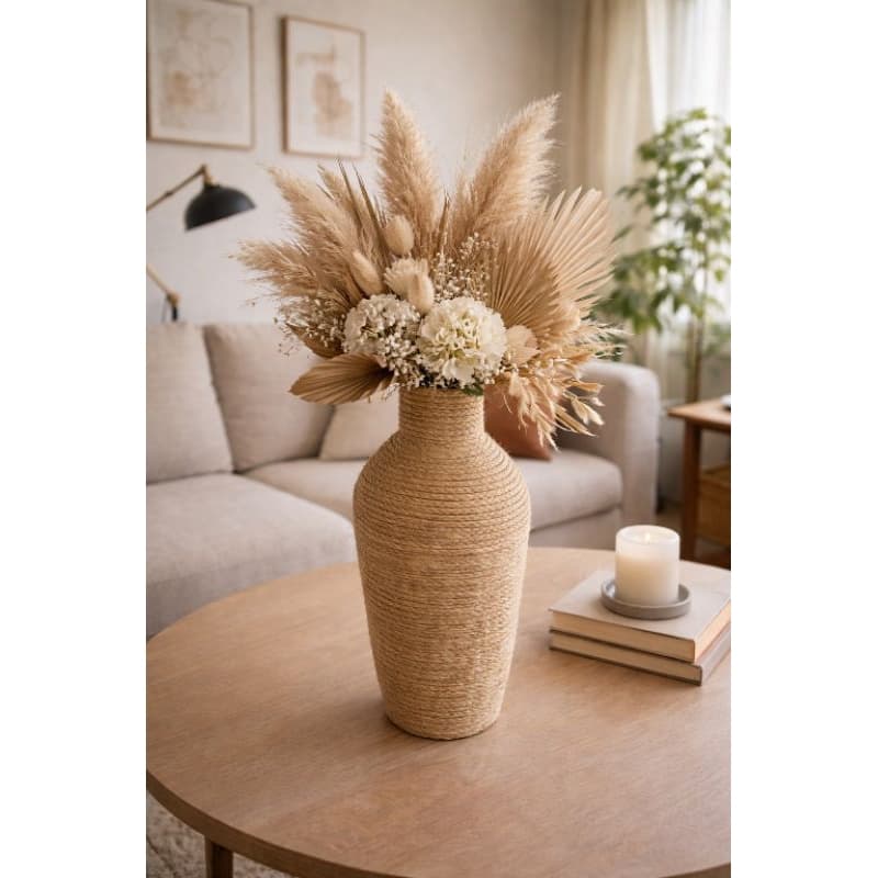 vaso palha rústico 45cm, vaso médio , vaso decorativo