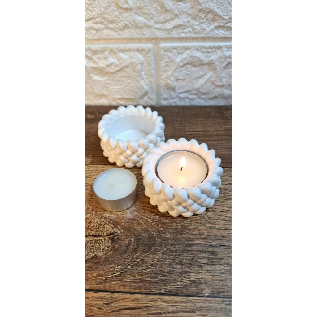 Rechaud Vela aromática + Porta Vela Trançado Resina Ecológica Candelabro Decoração Casa Quarto Sala