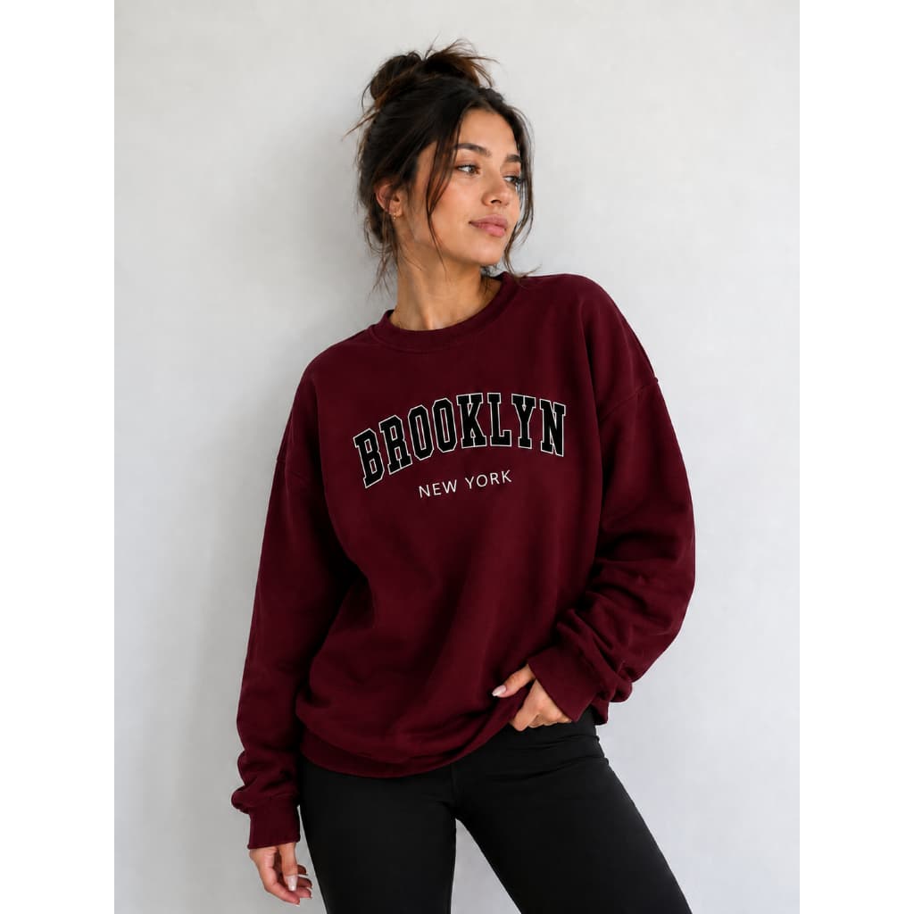 Moletom Brooklyn Unissex Gola Redonda Careca Conforto Em Algodão