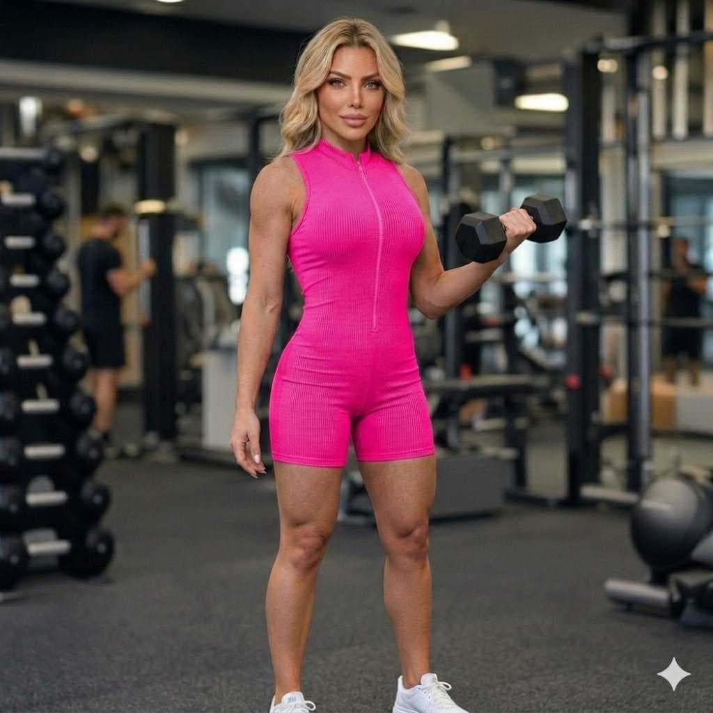 Macaquinho Fitness Feminino Canelado Sem Costura Alta Compressão Cintura Alta Modelador Academia Treino Confortável Casu