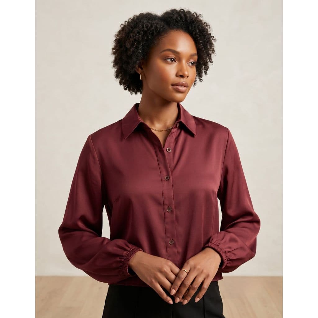 Camisa Social Curta Feminina Manga Longa Marrante Elegante, Confortável e Versátil