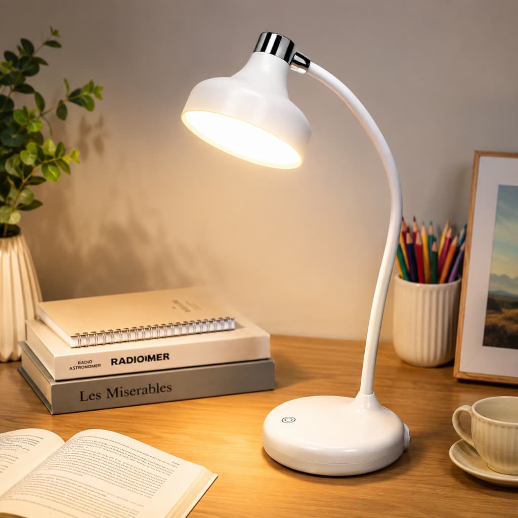 Luminária De Mesa Abajur Quarto Articulável Led Touch Escritório Leitura Recarregável