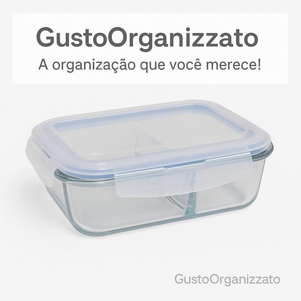 Pote Hermetico Com Divisoria Vidro Retangular 1040ml Porta Alimento Organizador