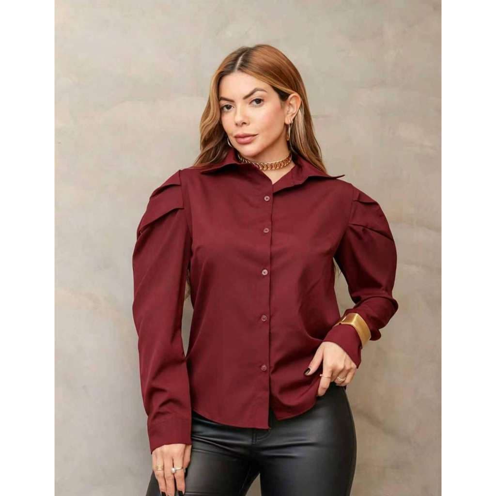 Camisa Social Feminina Manga Longa Leve Lisa - Conforto e Elegância