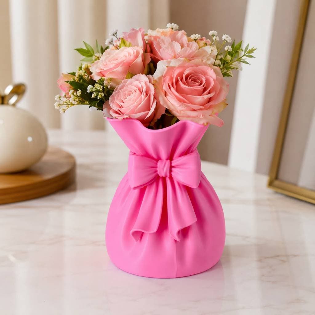 Vaso Decorativo Laço Coquette - Vaso de Flores Resistente para Sala, Quarto e Escritório - Presente Decoração