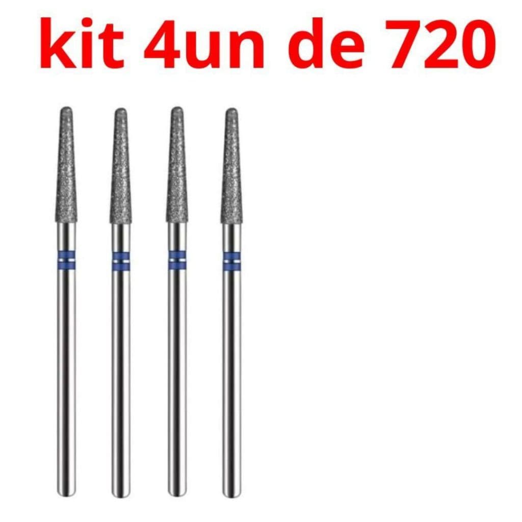 Kit de Brocas Diamantadas 718/720 com Granulometria Média para Unhas