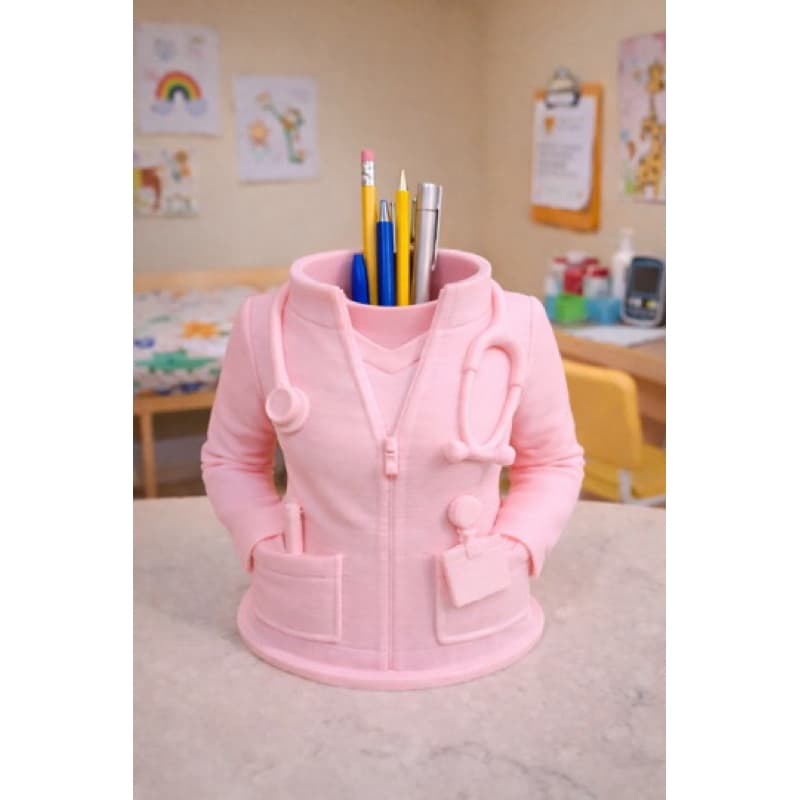 Porta Caneta Médico Rosa | Organizador na Mesa Jaleco Estetoscópio | Presente Enfermeira Médica Doutora vc