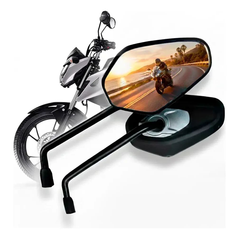 Retrovisor Tiger 1200 Triumph Moto Fixo Rosca Honda Cg Titan Fan 150 160 Start Espelho Convexo