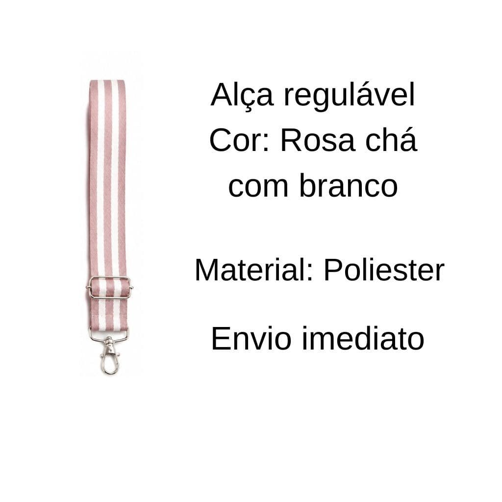 Alça Regulável Rosa chá em Poliéster 3 cm x 1,20 m – Resistente para Bolsas, Mochilas e Artesanato