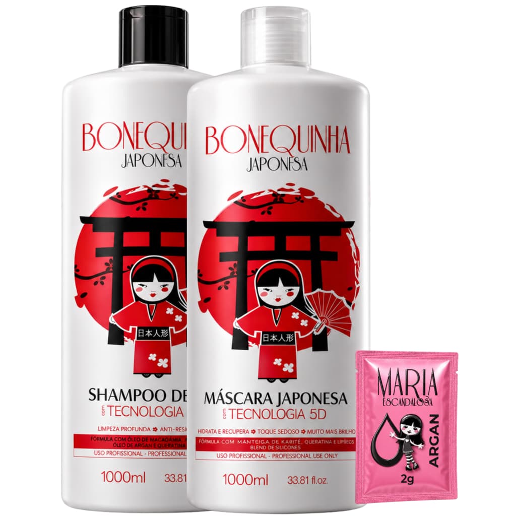 Escova Progressiva Máscara Bonequinha Japonesa Kit 5d 2x1000ml Original .