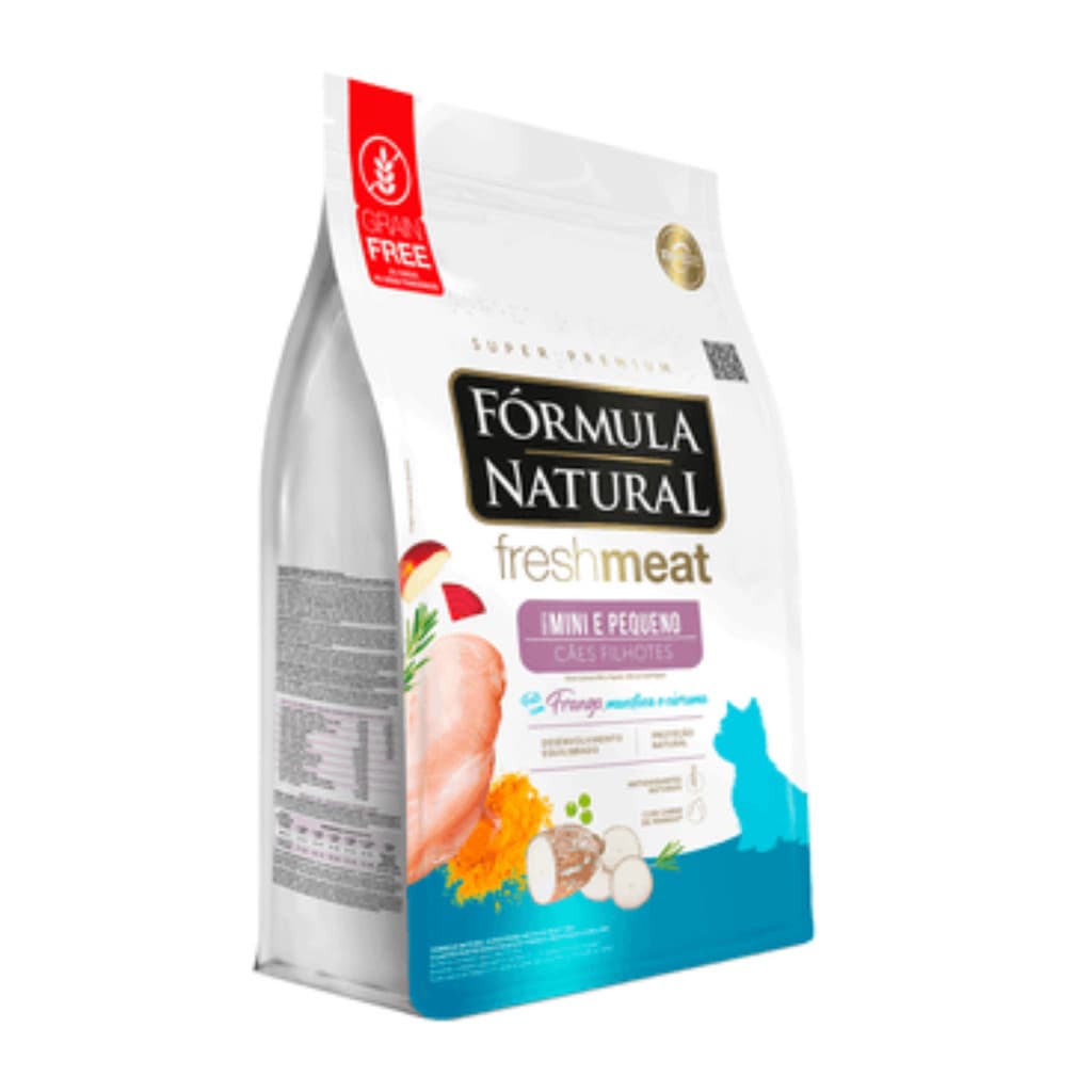 Ração Fórmula Natural 1kg Super Premium Fresh Meat Cães Filhotes Portes Mini e Pequeno Frango, Mandioca e Alecrim