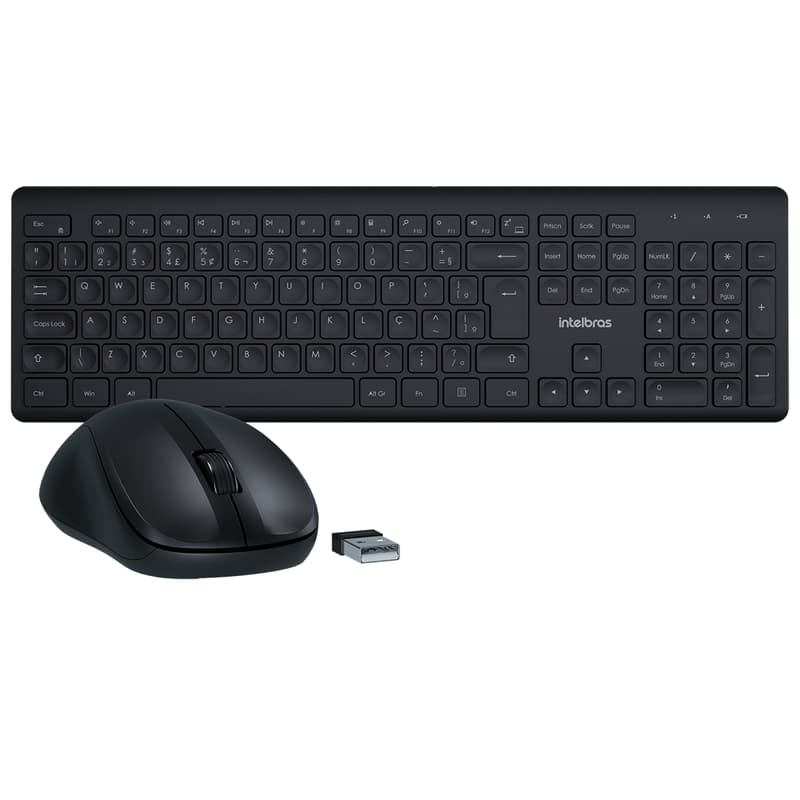 Kit Teclado e Mouse Sem Fio Combo  Intelbras CSI50 USB 2.4GHz Preto Plug e Play para PC e Notebook