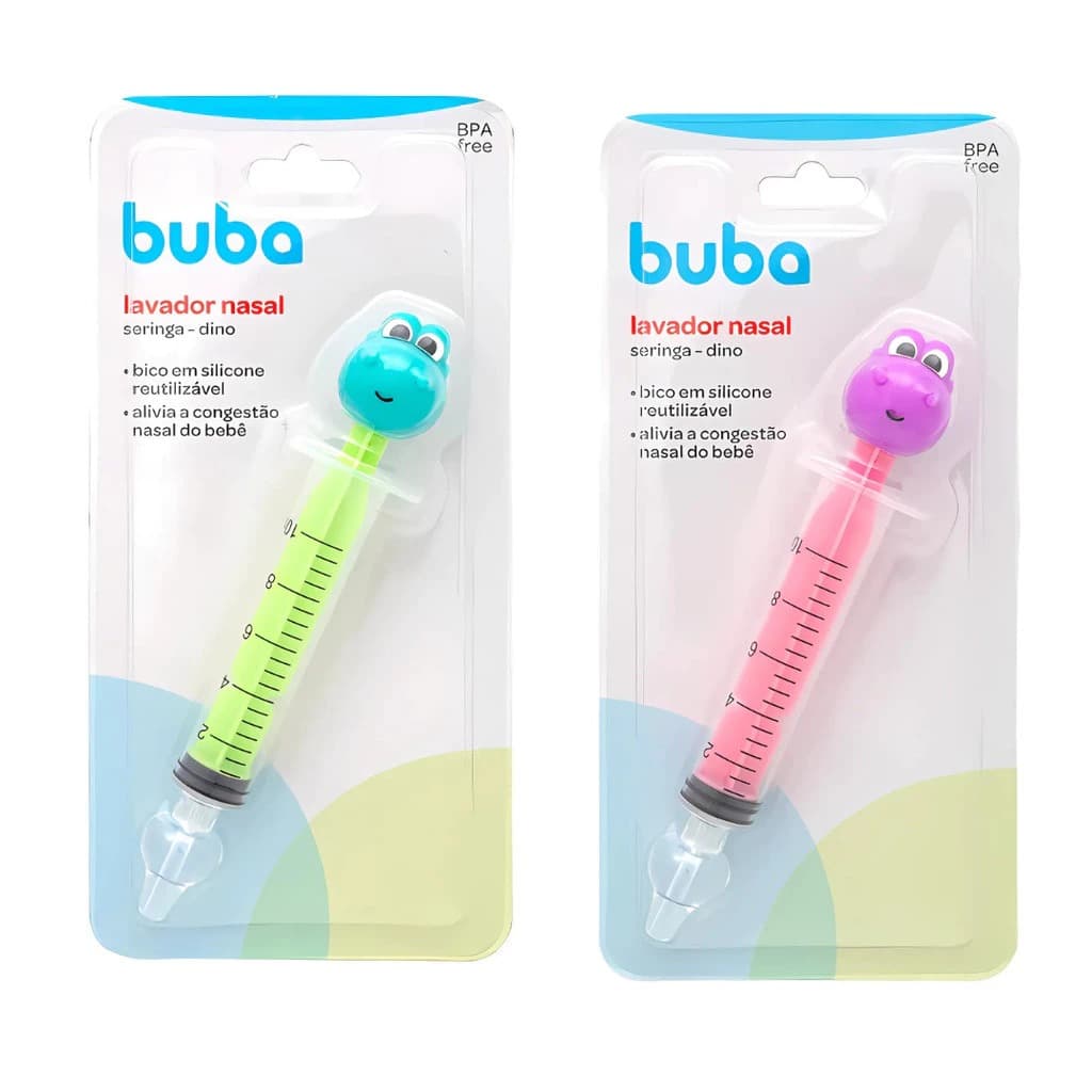 Lavador Nasal Seringa Bebê Buba Zoo Dino Bico Ponta Silicone