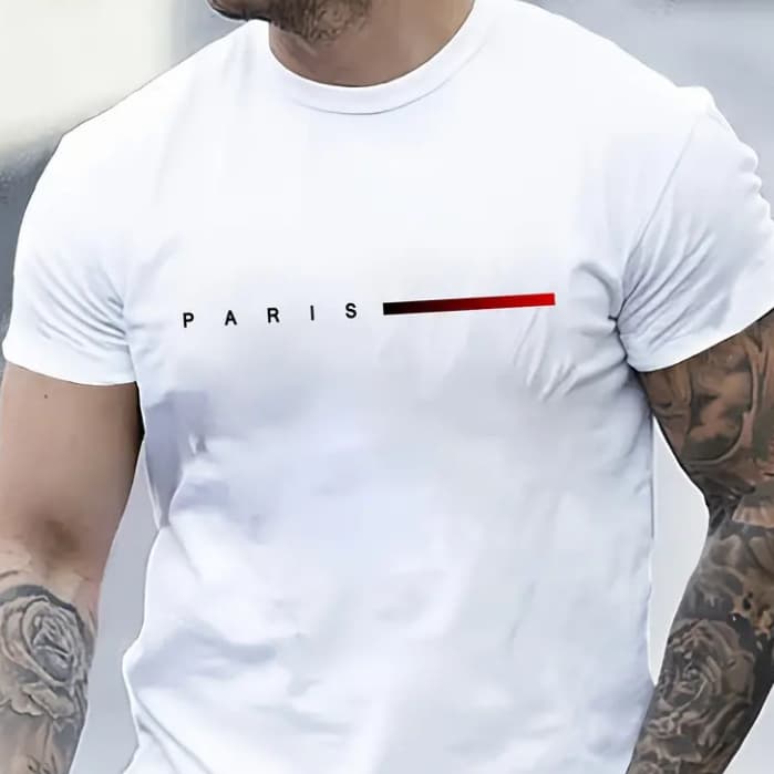 Camiseta T-Shirt 100% Algodão Estampada Paris Degrade Horizontal Camisa masculina
