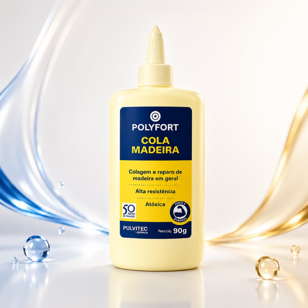 Cola Madeira Pulvitec Polyfort 90g PVA Extra Forte MDF Móveis Aglomerado Compensado Marcenaria