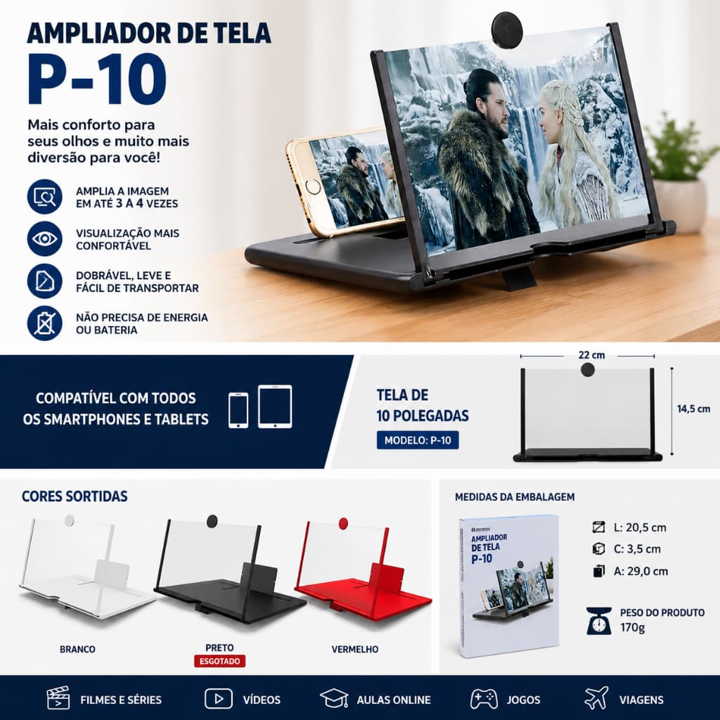 Lupa Ampliador De Tela 10 Polegadas Celular E Tablet