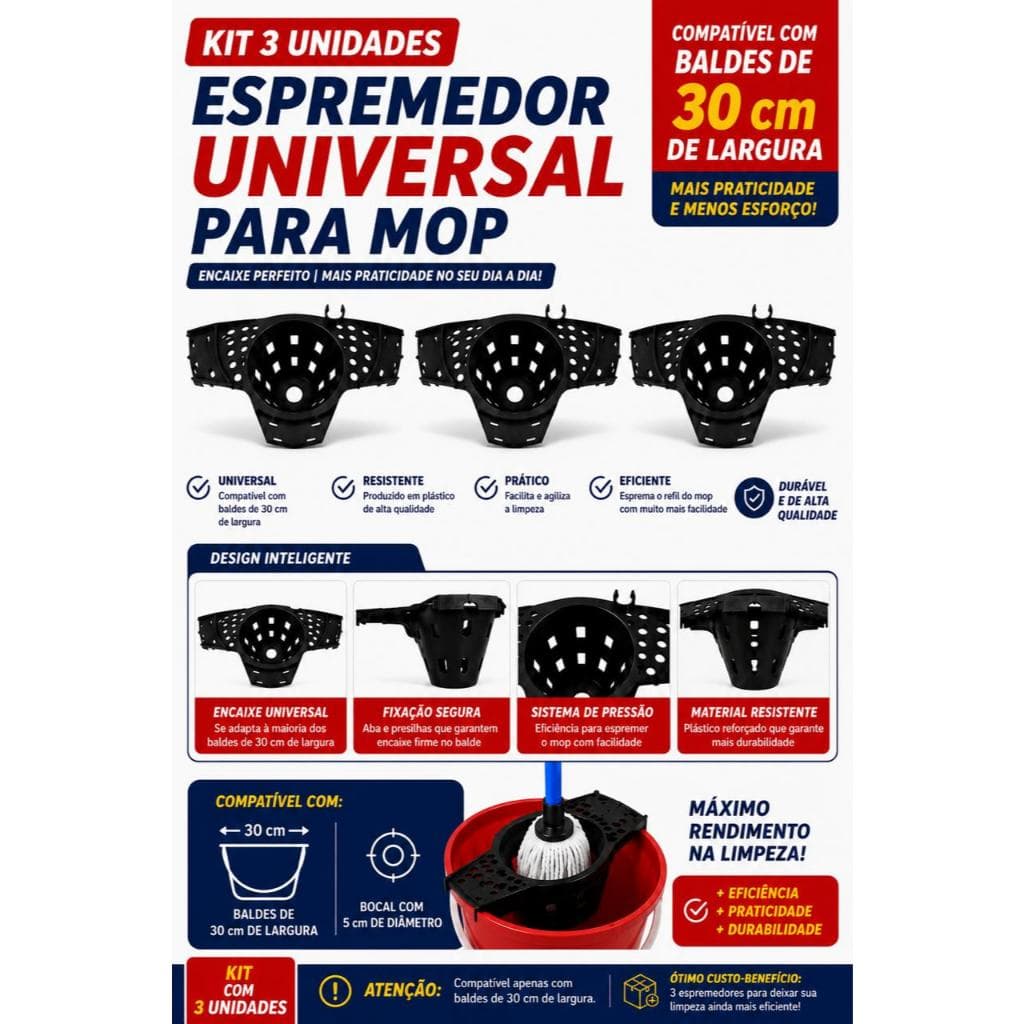 Espremedor Para Bruxa Mop Para Por Em Balde De 15l-16l 3un
