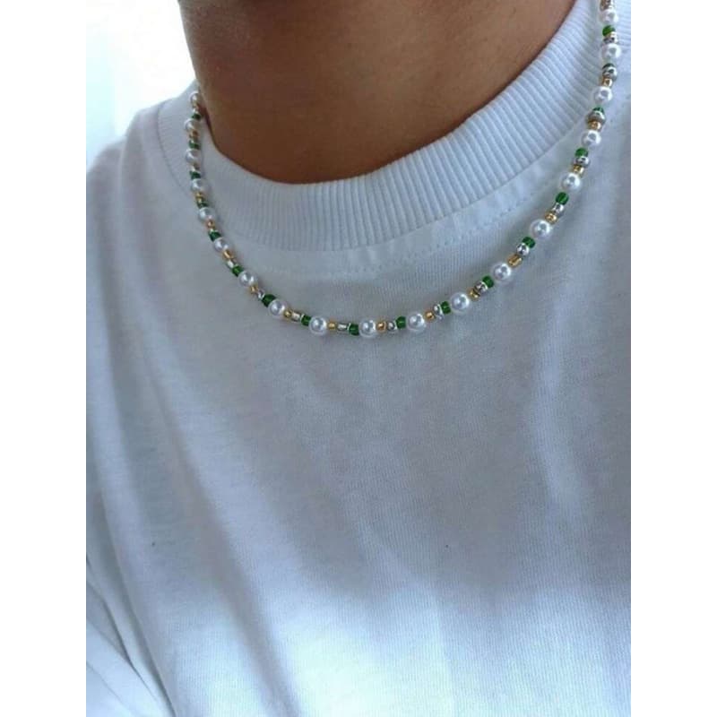 Colar de Pérolas Unissex 45cm Ajustável Vintage Estilo Coreano Masculino Feminino