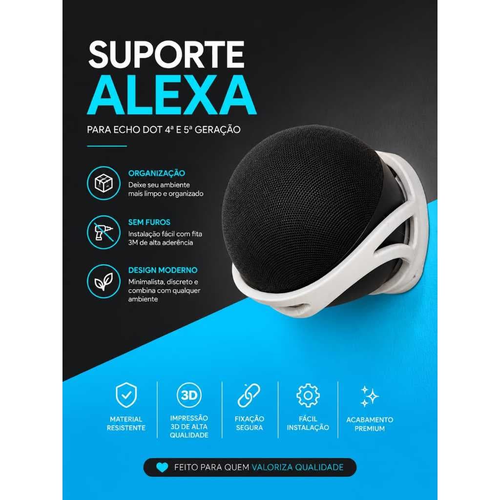Suporte De Parede Para Alexa Echo Dot 4 e 5 E Echo Pop Sem Furos Organizador De Fios Cabo Enfeite Árvore Impressão 3D