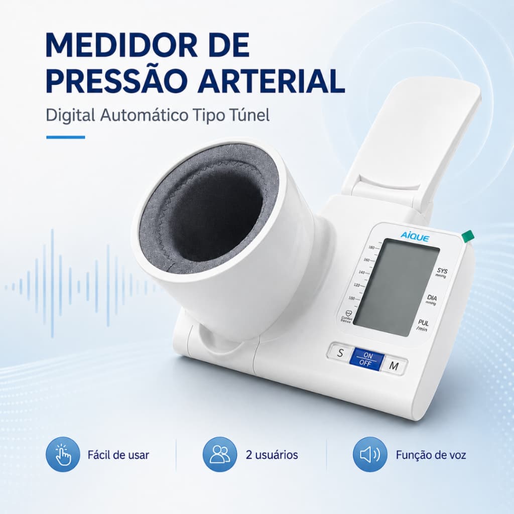 Medidor de Pressão Arterial Digital Automático de Braço Tipo Túnel Precisão BP-D01
