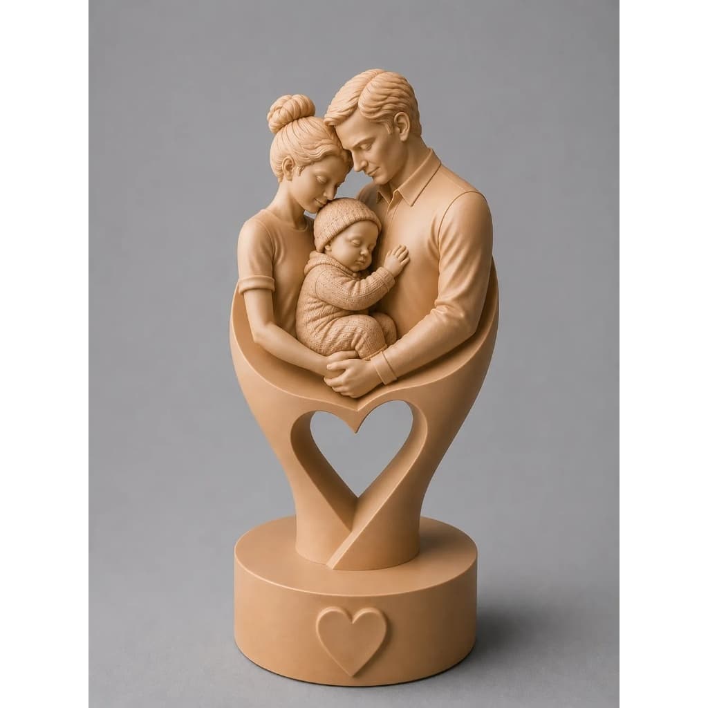 Escultura Família com Coração Decorativa | Enfeite para Sala | Presente para Mãe, Pai, Casal e Família